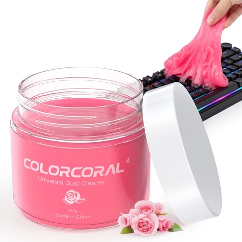 ColorCoral Universal Cleaning Gel Keyboard Dust Cleaner for Office Electronics Product,Cleaning Putty for Car Detailing Laptop Dusting Kit Computer Dust Remover,Computer Cleaning Accessories,Rose Pink - color: Rose Pink