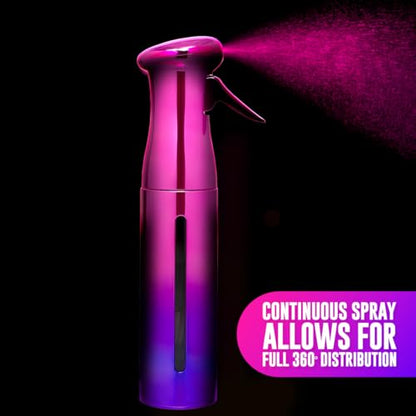 Colortrak Luminous Spray Bottle, 250ml/8.5oz Bottle with Full 360° Distribution, Easy-Use Pump, Quick View Window to Monitor Water Level, Eco-Friendly, Pink/Purple - color: Pink/Purple