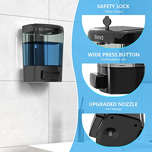 SVAVO Wall Mounted Soap Dispenser Kitchen Bathroom Manual Soap Dispenser Refillable Hand soap Dispenser for Liquid Contianers Shampoo Gel Chamber for Household Commerical 23.7oz (700ml) ABS - color: Black
