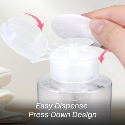 10oz Clear Push Down Pump Dispenser Empty Refillerble Bottle with Flip Top Cap - for Nail Polish, Travel, Cosmetics Packaging - color: Clear, size: 10 Ounce - 1 Bottle