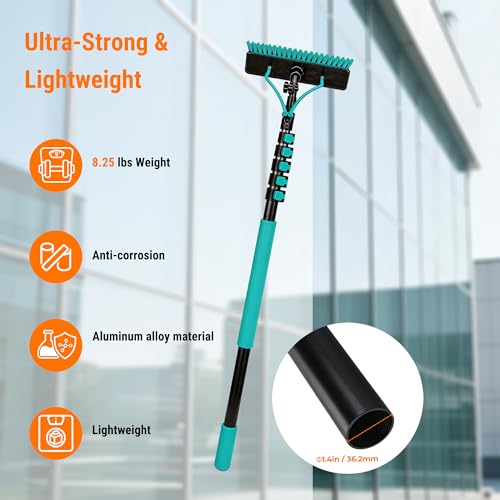 Water Fed Pole Kit, 24FT Solar Panel Cleaning Pole with Extendable Handle, 180° Rotatable Brush Head & 65.6FT Hose, Household & Outdoor Window Cleaner Tool for Caravan Solar Panel Deck - size: 24FT