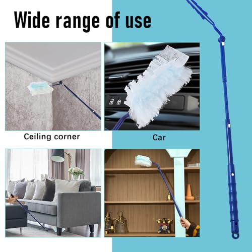 Colingmill 4 Pcs 3 ft Replacement Handles Compatible with Duster Refills, Extendable Long Extended Handle Only, Adjustable Length for Ceiling Fans, Blinds, Shelves, Windows (Blue) - color: Blue