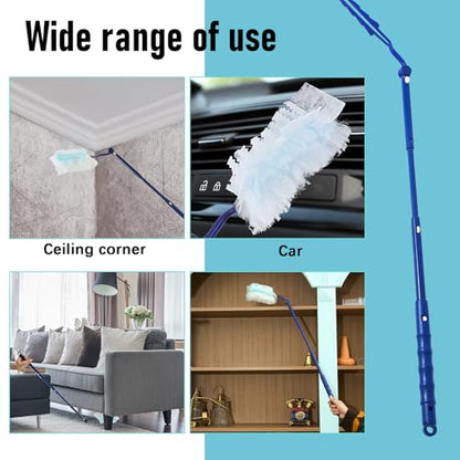 Colingmill 4 Pcs 3 ft Replacement Handles Compatible with Duster Refills, Extendable Long Extended Handle Only, Adjustable Length for Ceiling Fans, Blinds, Shelves, Windows (Blue) - color: Blue