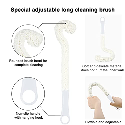 Boao 3 Pcs Wine Decanter Cleaning Brushes with Stainless Steel Cleaning Balls Wine Glass Flexible Bottle Scourers Brushes Cleaners Polishers for Decanter Glass Goblets Champagne Flutes Cups - color: White