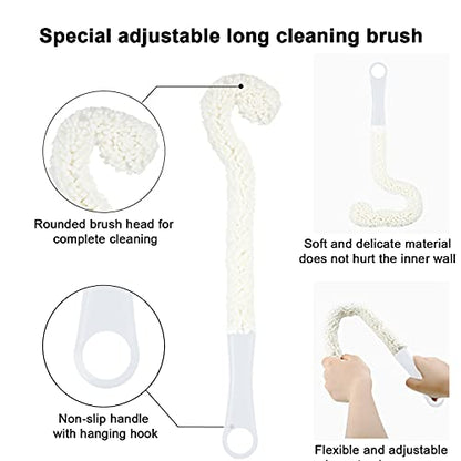 Boao 3 Pcs Wine Decanter Cleaning Brushes with Stainless Steel Cleaning Balls Wine Glass Flexible Bottle Scourers Brushes Cleaners Polishers for Decanter Glass Goblets Champagne Flutes Cups - color: White