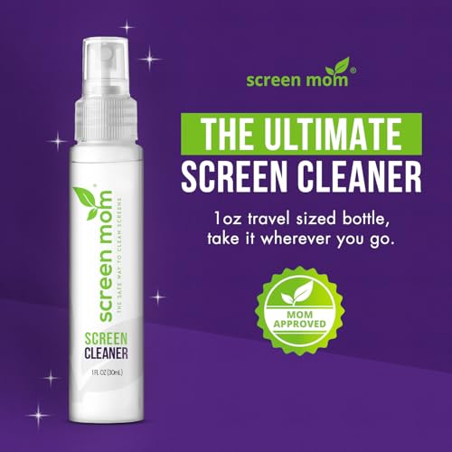 Screen Cleaner Spray and Microfiber Cloths 2-Pack (2x1oz) by Screen Mom-Screen Cleaner Spray and Wipe for TV, Computer, Phone, iPad, Car Screen Cleaning Kit Electronic Cleaner Spray - size: 1oz Pack of 2