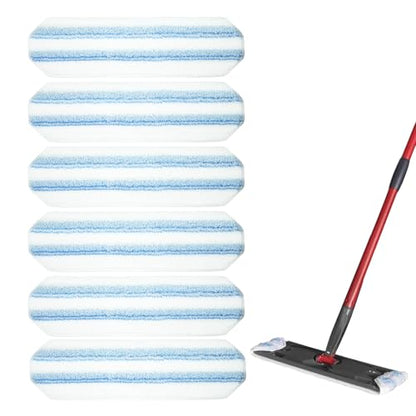 Pure Realm 6 Pack Mop Replacement Pads for Ocedar H2prO Flat Mop System, Washable and Reusable Handle Pads Refills for Floor Cleaning - color: Blue 6 Mop Pads