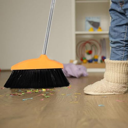 VANZACK Soft Bristle Angle Broom Home and Outdoor Cleaning Wide Angle Floor Sweeping Broom Plastic Handle Indoor and Outdoor Use
