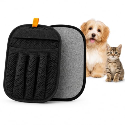 Pet Hair Removal Glove for Dogs and Cats Reusable Grooming Brush Mitt 5 Finger Deshedding Tool for Loose Fur Carpet, Clothes, Sofa and Car