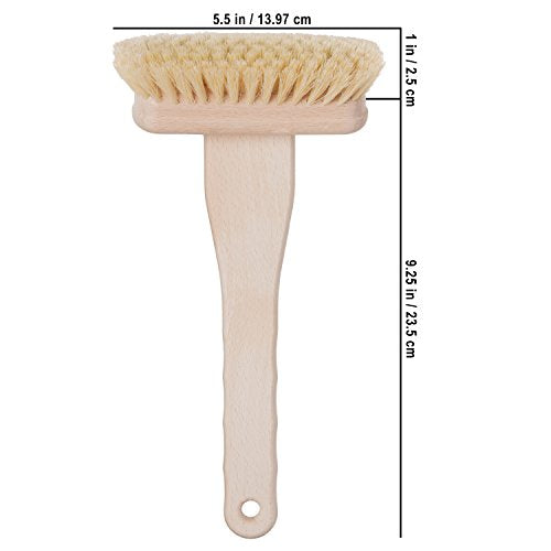 Redecker Tampico Fiber Bathtub Brush with Untreated Beechwood Handle, 100% Made in Germany, 10-5/8 inches, Angled Design, Natural Bristles are Heat-Resistant and Retain Shape, Hanging Loop for Storage - size: 10-5/8-Inches