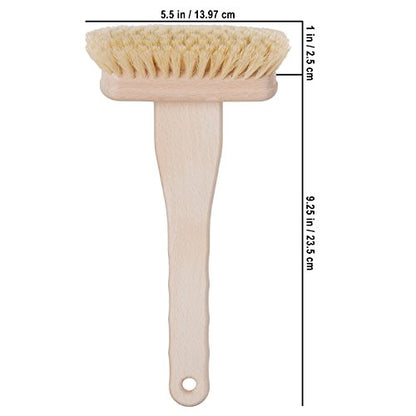Redecker Tampico Fiber Bathtub Brush with Untreated Beechwood Handle, 100% Made in Germany, 10-5/8 inches, Angled Design, Natural Bristles are Heat-Resistant and Retain Shape, Hanging Loop for Storage - size: 10-5/8-Inches