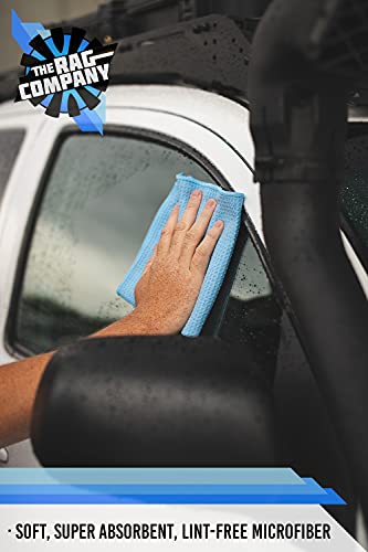 The Rag Company - Standard Waffle Weave Towels, Microfiber Detailing, Window/Glass and Drying, Wax & Polish, Lint-Free, Streak-Free, 370gsm, 16in x 16in, Light Blue (6-Pack) - color: Light Blue, size: 16in. x 16in. (Pack of 2)