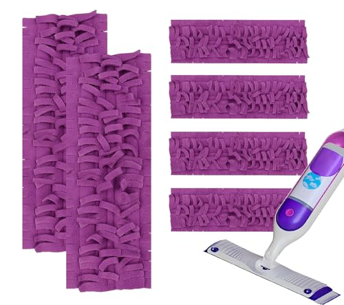 6 Pack Mop Refill Pads for PowerMop Multi-Surface and Wood Mop Pads Refill, Washable & Reusable Microfiber Spray Cleaning (Purple) - color: 6p