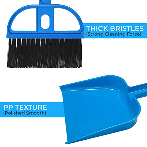 Mini Broom and Dustpan Set - Compact Cleaning Kit for Home, Car, Camping, Small Spaces, Pet Cleanup, and Travel - Durable Small Broom and Dustpan Set Mini - Sky Blue Broom - color: Sky Blue