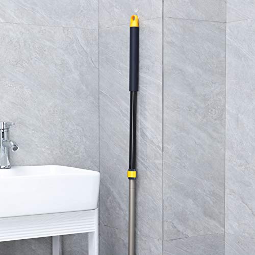 Yocada Push Broom Brush Stiff Bristles 12.8" Broom Head Telescopic Heavy-Duty Outdoor Commercial for Cleaning Bathroom Kitchen Patio Garage Deck Concrete Wood Stone Tile Floor