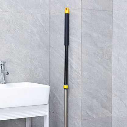 Yocada Push Broom Brush Stiff Bristles 12.8" Broom Head Telescopic Heavy-Duty Outdoor Commercial for Cleaning Bathroom Kitchen Patio Garage Deck Concrete Wood Stone Tile Floor