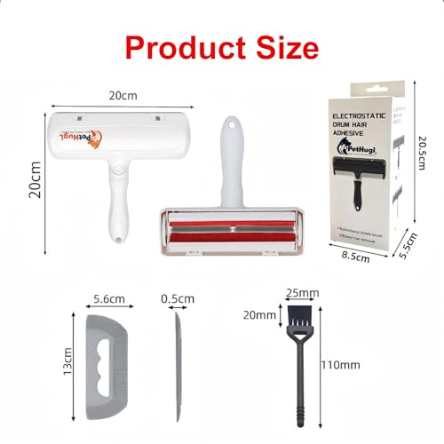 Reusable Pet Hair Remover Roller for Couch & Furniture – Self Cleaning Lint Roller for Dog & Cat Hair, Washable Pet Hair Cleaner for Carpet, Sofa & Bedding