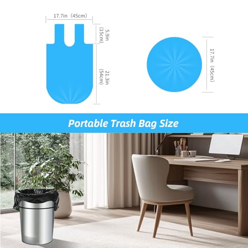 MakMeFre 5Rolls 4Gallon Portable Trash Bags,Thicken Small Garbage Bags for Office,Bedroom,Kitchen Waste Bin(150Counts,Blue) - style: 4Gallon(150Counts)BlueColor