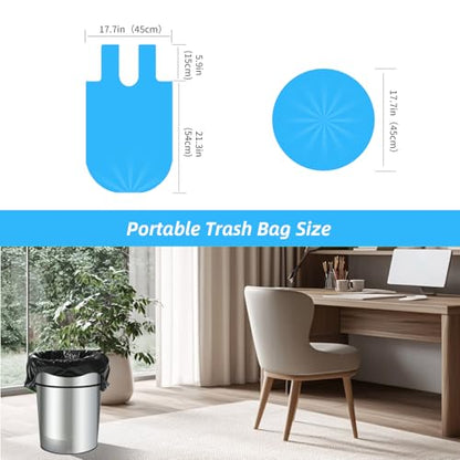 MakMeFre 5Rolls 4Gallon Portable Trash Bags,Thicken Small Garbage Bags for Office,Bedroom,Kitchen Waste Bin(150Counts,Blue) - style: 4Gallon(150Counts)BlueColor
