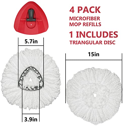Spin Mop Replacement Head - EasyWring Mop Refills with Base Compatible with O-Cedar Triangle Spin Mop, Microfiber Mop Replace Head Easy Cleaning Floor Head Mop (White) - color: White