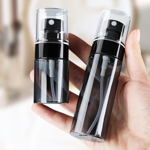 2Pcs Ultra Fine Mist Continuous Spray Bottle for Hair Styling, Cleaning, Plants, and care, Portable Travel Liquid Container, Black Color (1 x 120ml, 1 x 80ml)