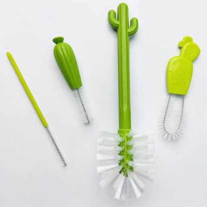 Bottle Cleaning Brush Set, Cartoon Cactus Baby Bottle Brush Kit, Cute Water Bottles with Straw Brush, Bottle Cleaner for Washing Narrow Neck Beer Bottles