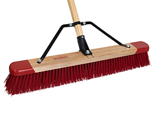Harper 24 Inch Premium Indoor/Outdoor Wet/Dry, Dirt, Soil, Mulch All-Purpose Push Broom with Semi-Stiff Bristles, Grass and Oil, Wood Handle - style: Premium Indoor/Outdoor Wet/Dry Push Broom