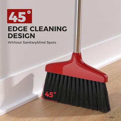 Handy Broom 2Pack, Indoor/Outdoor Brooms, Duty Kitchen Broom, for Home Garage Kitchen Office Courtyard Lobby Patio Lawn Concrete (2, Red) - color: Red