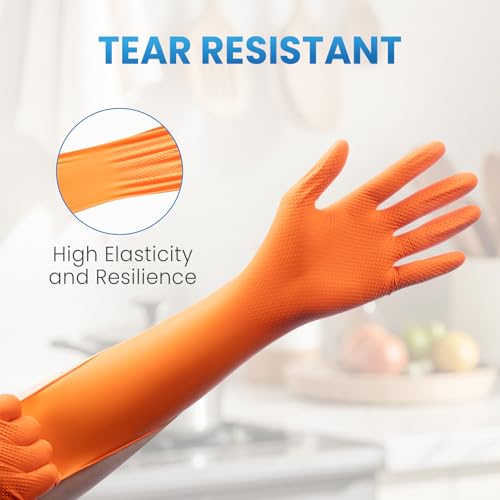 Borje Orange 8 Mil Nitrile Disposable Gloves, Heavy-Duty Mechanic Gloves, 100 Count, Large, Latex & Powder Free with Raised Diamond Texture, Industrial, Automotive, Gardening - size: Large, style: Orange of 100