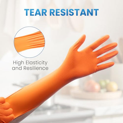 Borje Orange 8 Mil Nitrile Disposable Gloves, Heavy-Duty Mechanic Gloves, 100 Count, Large, Latex & Powder Free with Raised Diamond Texture, Industrial, Automotive, Gardening - size: Large, style: Orange of 100