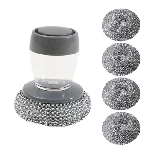 cdar Automatic Liquid Washing Brush with Replaceable Head Built-in Soap Dispenser Pot Brush Kitchen Cleaning Tool C - color: C