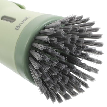 Gadpiparty Soap Dispensing Kitchen Dish Brush with Handle for Pot Pan Sink Cleaning, Non-Scratch Scrub Brush with Built-in Soap Dispenser, in Fresh Green