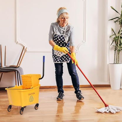 Mop Bucket, Commercial Bucket for Mopping on Wheels with Potable Handle, Mop Bucket with Wringer for Home, Household, Office, Bathroom, Yellow (34 Quarts) - size: 34 Quarts