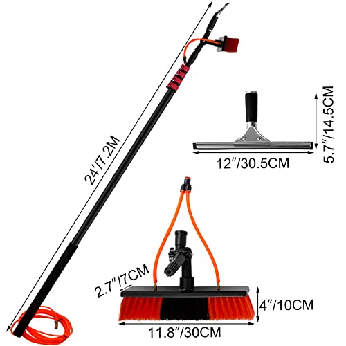 Solar Panel Cleaning Water Fed Pole 30 FT,with Squeegee/Easy to Carry,for Window Cleaning Solar,3.6M/5.4M/6M/7.2M/9M/10.8M,20FT/6m - color: 20ft/6m