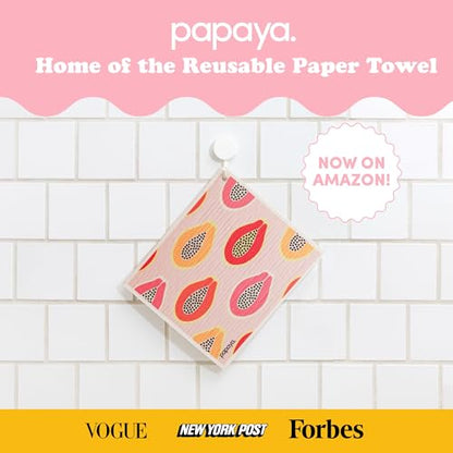 Papaya Reusable Paper Towels, Premium Swedish Dishcloths with Hook, Non-Scratch Reusable Paper Towel, 1 Sheet Replaces 17 Rolls - 2 Sheets, 1 Hook - color: Mod Papayas