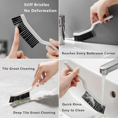 CRAFNEW 18Pcs Gap Crevice Cleaning Brush Set, All-Round Detail Scrub Brushes for Deep Cleaning Tile Grout, Window Tracks, Car Air Vents, Kitchen Sinks & Bathroom Narrow Grooves