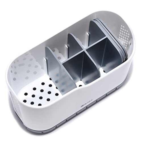 OMAIA Sink Caddy - Sink Organizer for Home, Kitchen, Wash Basin - Holder with Removable Dividers for Sponge, Brush, Toothbrush… White
