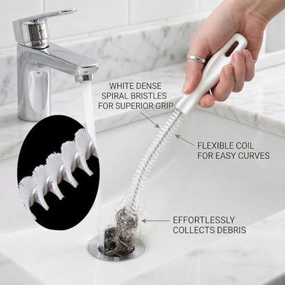 Kitchen Sink Cleaning Brush, Drain Clog Remover Brush, Flexible Long Pipe Hair Clogs Catcher Cleaner Tool for Kitchen, Bathroom - color: Wt