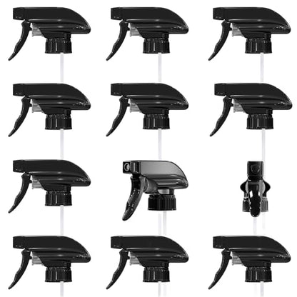 12 Pack Universal Spray Nozzle for Bottles – Leak-Proof Fix of Broken Sprayers in Seconds with Spray Bottle Nozzle Replacement, Fits 8 Oz & 16 Oz Bottles, Trim-To-Fit Tube, Mist & Stream Modes (Black) - color: Black, size: 12 Pack