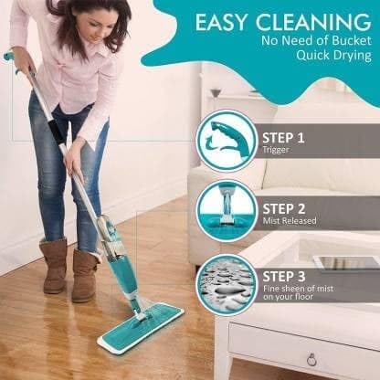 Spray Mop Wooden Floor with Reusable Microfiber Pads 360 Degree Handle Quick and Easy Stainless Steel Home Clean Tools Removable Washable Pad