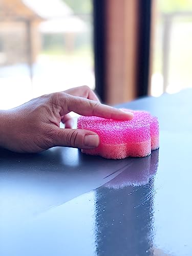 Bright Box Kitchen Scrub + Wipe Ergo Scrubber Sponge Scratch Free Rinse Clean Long Lasting, 1ct Pink