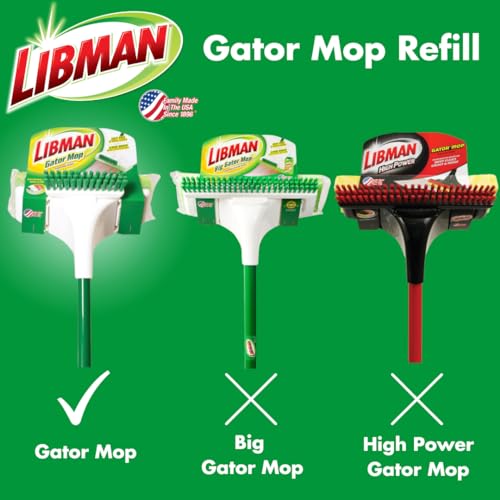 Libman 1487 Gator Mop Refill Pack – Extra-Absorbent, Cellulose Coated Sponge Replacement Heads for The Standrd 9 Inch Libman Gator Mop, 3-Pack of Mopheads