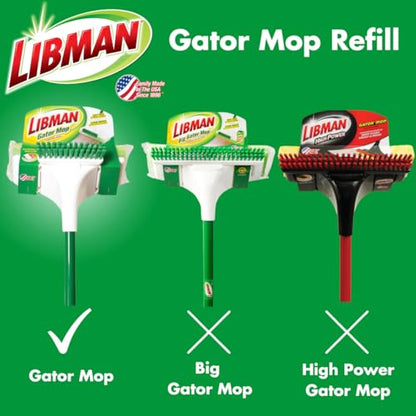 Libman 1487 Gator Mop Refill Pack – Extra-Absorbent, Cellulose Coated Sponge Replacement Heads for The Standrd 9 Inch Libman Gator Mop, 3-Pack of Mopheads