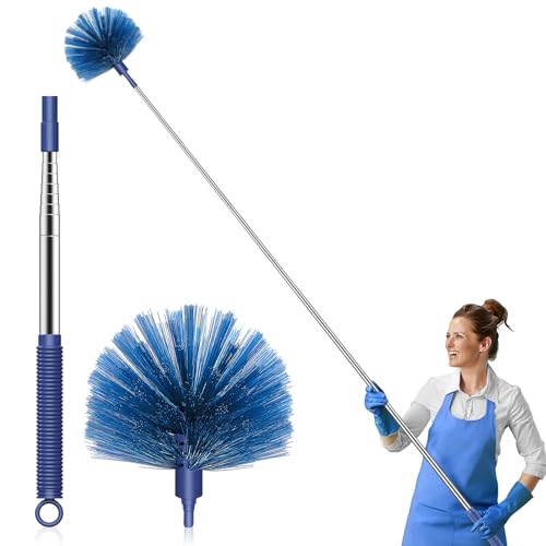 SetSail Cobweb Duster with Extension Pole, Retractable Dusters for Cobweb Cleaning 90-inch Long Handle Ceiling Fan Spider Web Brush for Outdoor Indoor High Ceilings - color: Blue