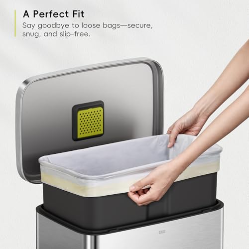 EKO 13 Gallon / 40-60 Liter,110 Count Drawstring Trash Bags, Extra-Strong Unscented Garbage Bags, Easy-Dispense Roll for Kitchen & Household Use, Resists Tears, Leaks and Punctures, Code F, White - size: 110 Count (Pack of 1), style: 13 Gallon Bags/Code F
