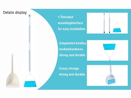 Mini Broom with Dustpan for Kids,Little Housekeeping Helper Set (White+Sky Blue) - color: White+sky Blue
