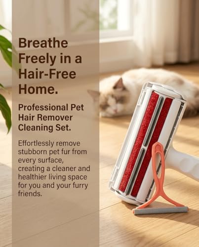 Pet Hair Remover Roller -Portable Reusable Lint Roller Portable Cat & Dog Hair Remover for Furniture, Couch, Bedding - Lint Roller for Clothing, Carpet, Multi-Surface Fur Removal Tool