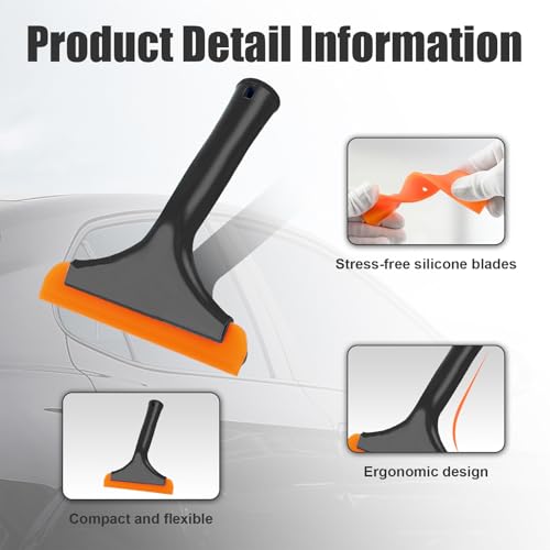 Ziciner Small Silicone Window Squeegee, Car Windshield Water Blade Squeegee, Multifunctional Auto Squeegee with 5.9 Inch Blade and Non-Slip Handle for Car Window, Home Cleaning (Black-2PCS) - color: Black-2pcs