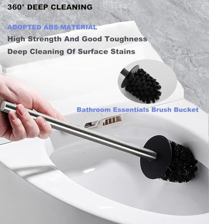 Toilet Brush and Holder, Stainless Steel Square Toilet Bowl Brush Freestanding with Lid,Toilet Cleaner Brush Set for Bathroom Storage,Brushed Silver - size: Free Standing