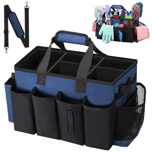 Wearable Large Cleaning Caddy Bag for Housekeeper, Clean Supply Organizer with Adjustable Shoulder, Waist & Handle Straps, Detailing Bag for Kitchen Supplies (Blue) - color: Blue, size: Cleaning Bag